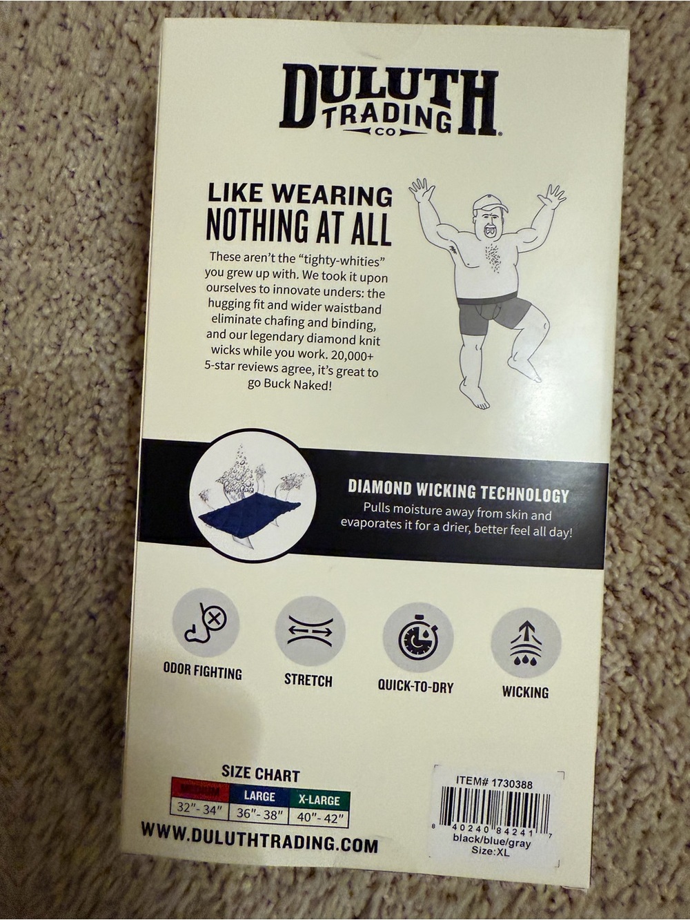 Duluth Trading Co Buck Naked Performance Boxer Briefs 3-Pack - Gray/Blue/Black - Picture 12 of 12